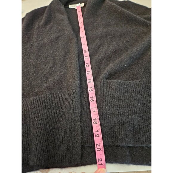 White + Warren Cashmere Shrunken Cardigan Size Medium Patch Pockets Luxury Black - Picture 10 of 10